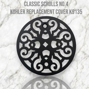 Kohler Round Shower Drain Cover, Classic Scrolls No. 4 Design