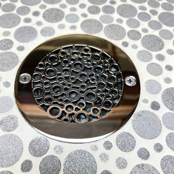 Shower Drain Cover, 4 Inch Round Replacement for Oatey, Bubbles Design