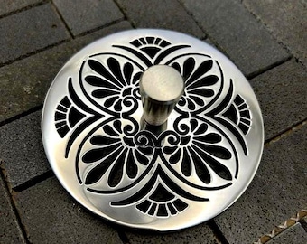 Greek Anthemion Sink Strainer – Stainless Steel Kitchen Drain Stopper – Designer Drains