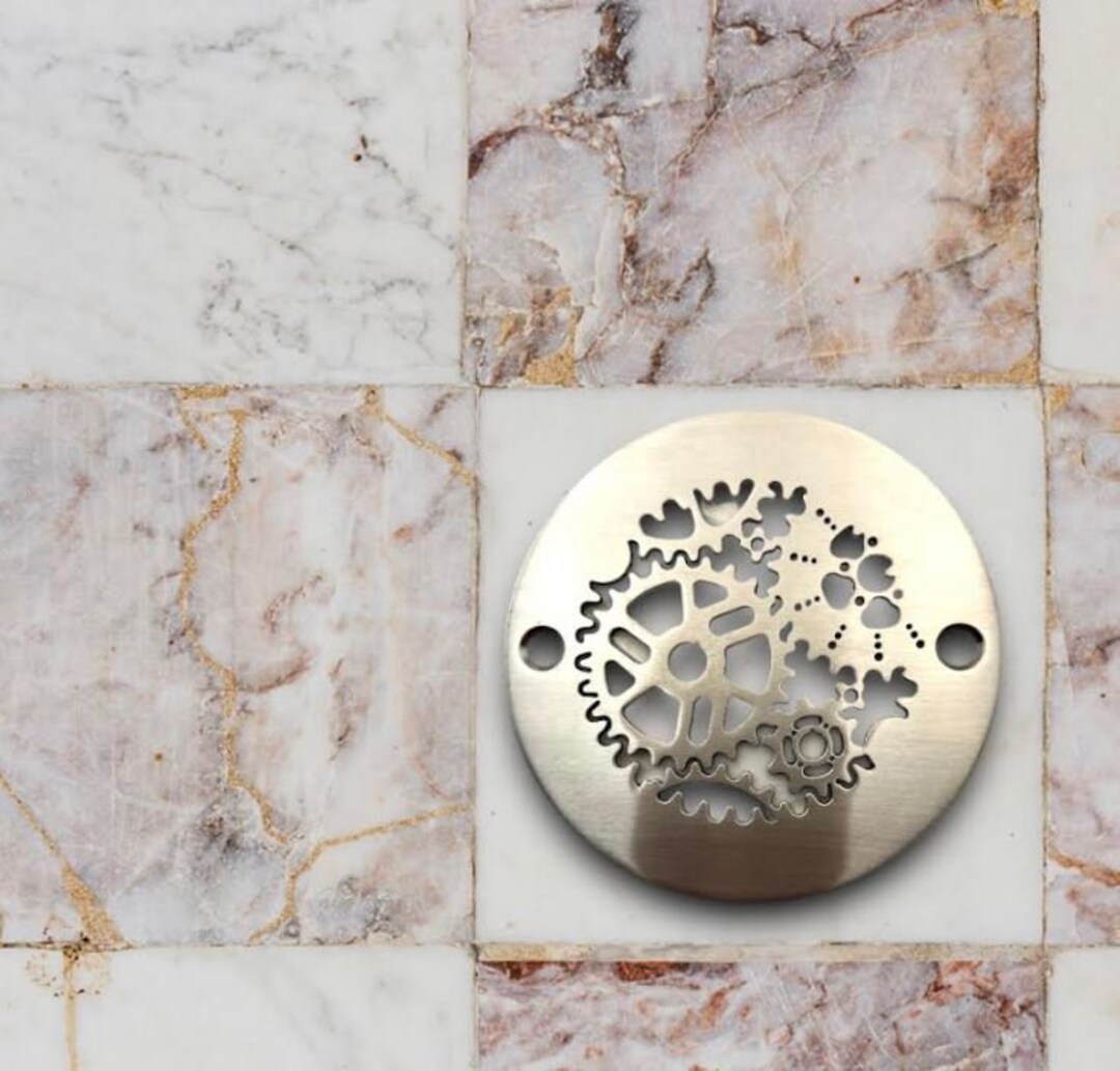 Drain Cover, 3.25 Round Shower Drain, Sprockets by Designer Drains 