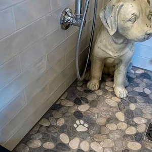 Square Shower Drain Cover, Made to fit Schluter, Dog Bones Design