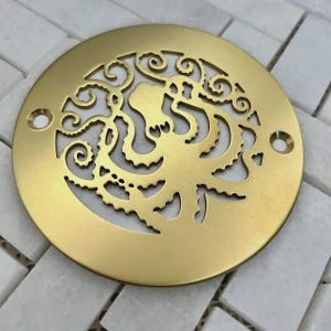 Shower Drain, 4.00" Diameter, Octopus Design by Designer Drains