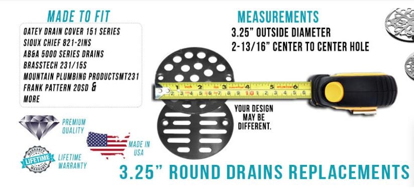 3.25 Round Shower Drain Roman Bricks Subway Tile Design by Designer Drains  