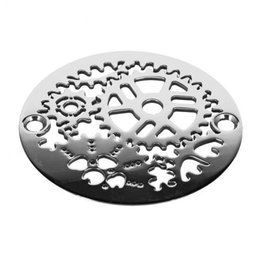 Drain Cover, 3.25 Round Shower Drain, Sprockets by Designer Drains 