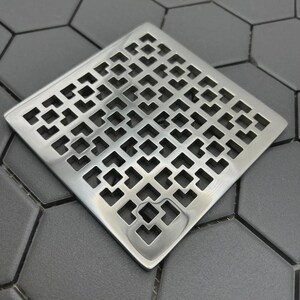 Shower Drain Cover, Square Ebbe Replacement Cover, Geometric No. 1 Design