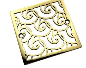 Square Shower Drain Cover - Made to fit Oatey 42320 Metal Rim - Waves Design