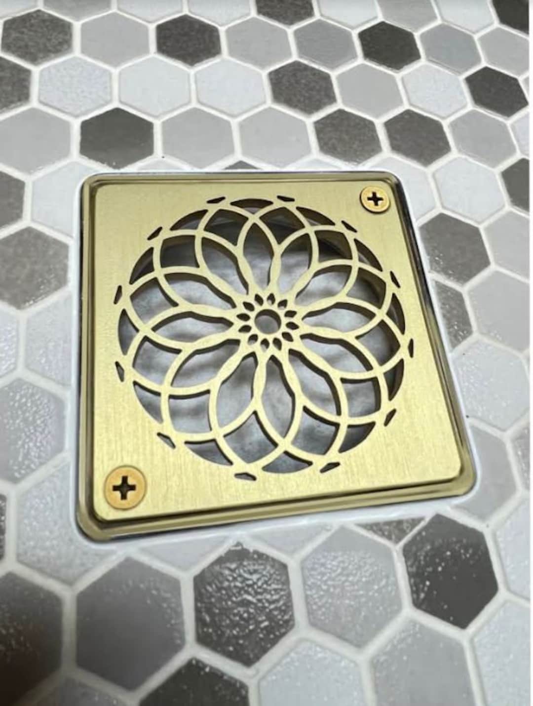 Square Shower Drain Cover, Replacement for Schluter-kerdi, Geometric Design  by Designer Drains 