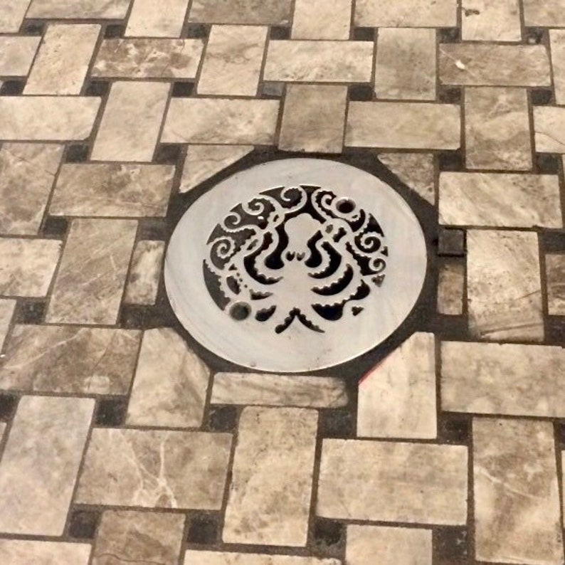 Shower Drain Cover 4.25 Inch Round Octopus Design by Etsy