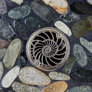 3.25" Round Shower Drain, Nautilus Drain