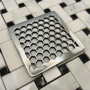 Square Shower Drain Cover – Honeycomb Design | Replacement for EBBE E4400 | Designer Drains Stainless Steel