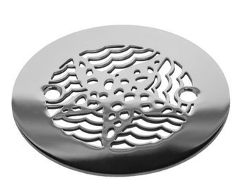 Shower Drain Cover, 4.25 Inch Round, Starfish Design