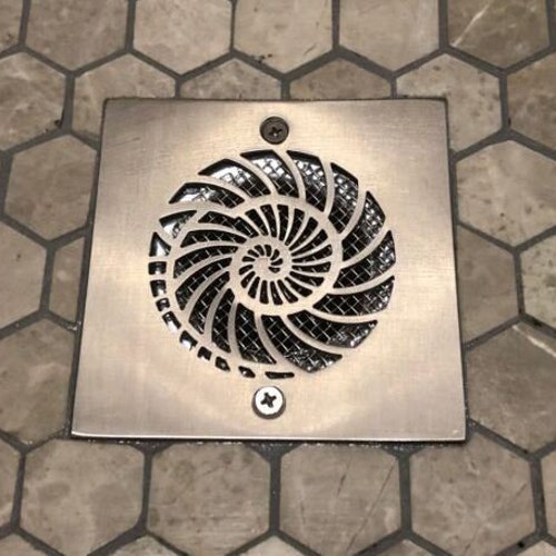 4 Inch Square Shower Drain Cover Nautilus by Designer Drains Etsy