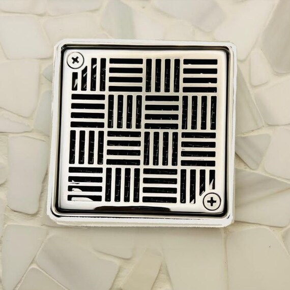 Square Shower Drain Cover, Replacement for Schluter-kerdi, Geometric Design  by Designer Drains 