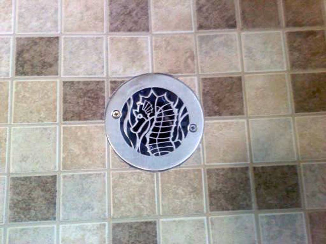 Shower Drain, 4 4.25 Inch Round, Seahorse Shower Drain by Designer Drains Etsy