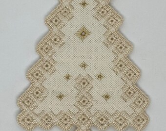 Ornament Cream Tree Hardanger Embroidery