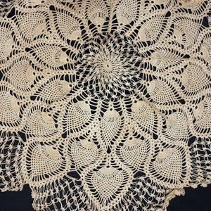 Crochet Doily Round Tan Large