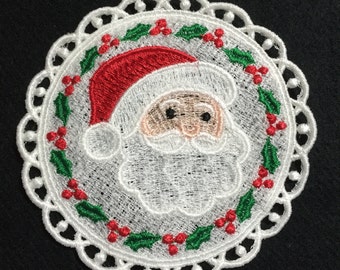 Santa Ornament Embroidered Free Standing Lace