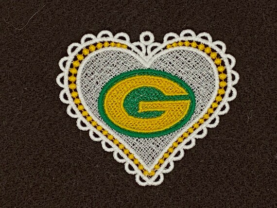 gold embroidered heart ornament