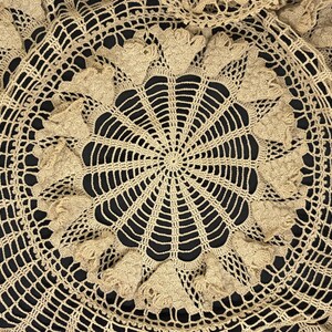 Crochet Doily Round Tan Large