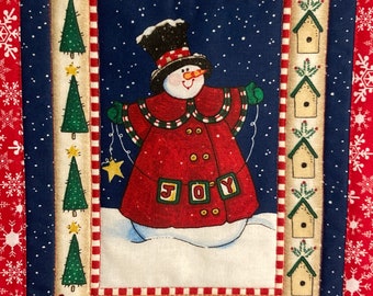 Christmas Joy Snowman Art Quilt Wall Hanging 9