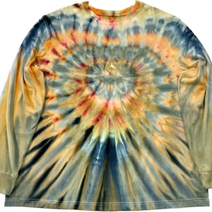 Tie Dye Cotton Long Sleeve T-shirt Ice Dye Gravity Dye 3XL
