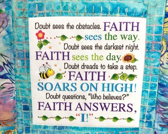 Batik Inspirational Bible Verse Art Quilt Wall Hanging Faith Sees the Way