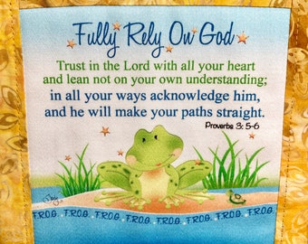 Batik Inspirational Bible Verse Art Quilt Wall Hanging Fully Rely On God Proverbs 3:5-6