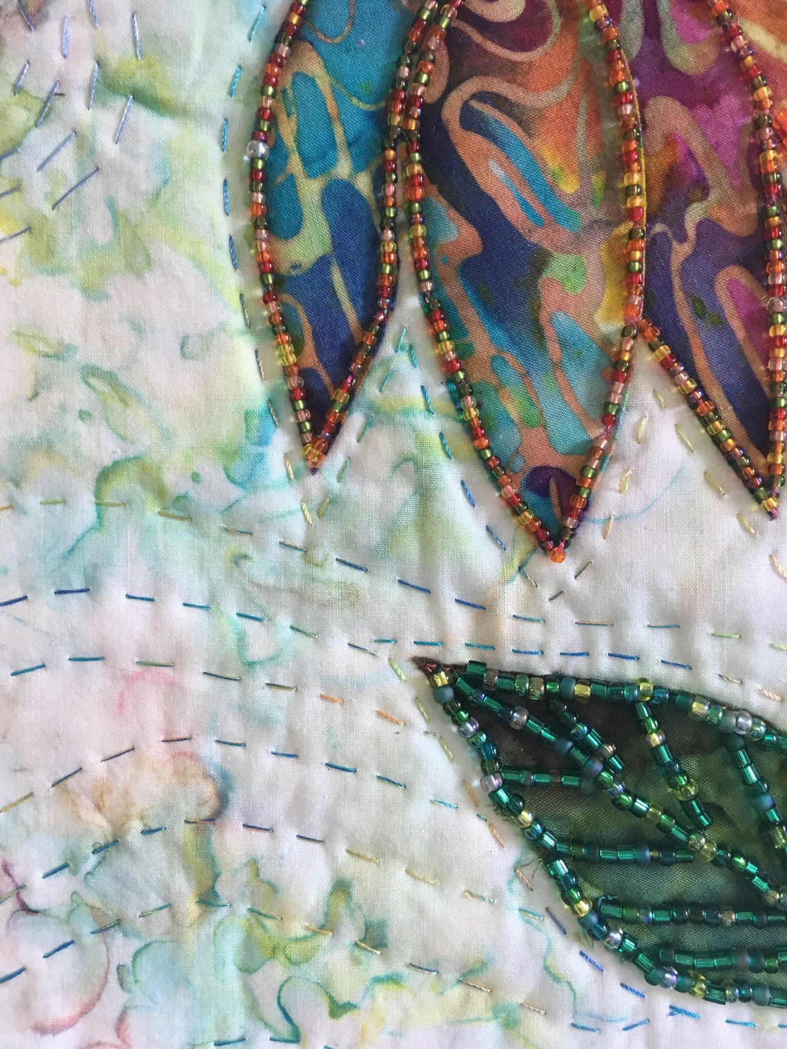 Coneflower Beaded Art Quilt Etsy