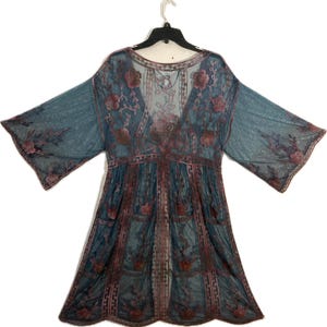 Ice Dye Lace and Mesh Kimono Sleeve Duster One Size Tie Dye Ice Dye Acid Dye Cardigan