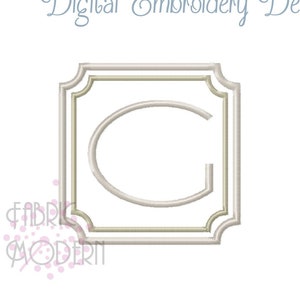 May include: A digital embroidery design featuring the letter C in a white frame with a gold outline. The design is perfect for adding a personalized touch to your projects.