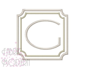 Square monogram frame Applique machine Embroidery Design  #1049