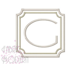 Quadratischer Monogramm-Rahmen, Applikation, Maschinenstickerei, Design #1049
