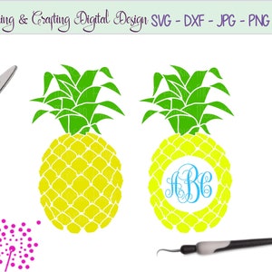 Pineapple SVG monogram frame Silhouette pineapple circle monogram frame pineapple vector pineapple printable SVG files