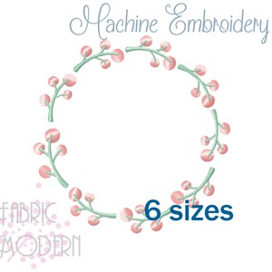 Spring MONOGRAM WREATH Minimalist Embroidery Design  #1146