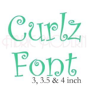 CURLZ FONT BX Embroidery Font Design  three sizes  upper and lower case and numbers for each  #547L