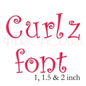 CURLZ FONT BX Embroidery Font Design  embroidery fonts three sizes  upper and lower case and numbers for each  #547S