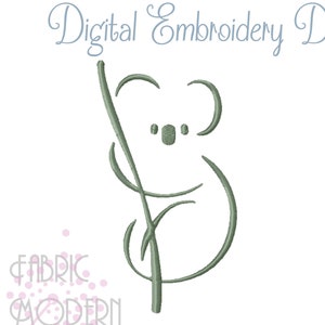 Koala Embroidery Design: Modern Minimalist Satin Stitch (Digital Download)