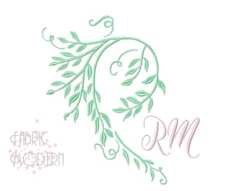 Weeping Willow Monogram frame embroidery design wedding design Monogram border font frame BX PES #957