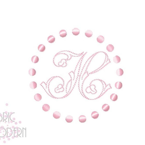 Marco de monograma de puntos perlados Monograma círculo borde de lunares marco de fuente círculo punto monograma borde de lunares monograma preppy BX PES #946