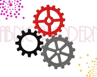 Gears Embroidery Design sprockets cogs clockwork Applique&#39; steampunk embroidery pattern machine embroidery #374
