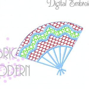 Chinoiserie fan Machine Embroidery Design oriental hand fan Chinese Japanese delicate Asian digitized embroidery pattern #969