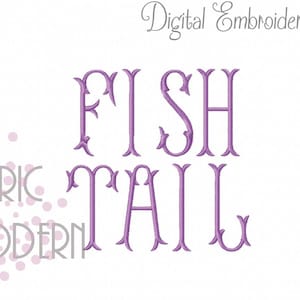2 inch Fishtail satin Embroidery Design monogram font embroidery fonts  BX  #959-2