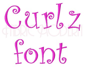 CURLZ FONT BX Embroidery Font Design embroidery fonts three sizes upper and lower case and numbers for each #547M