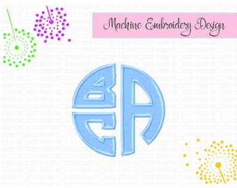 2.5" STACKED CIRCLE MONOGRAM round monogram embroidery font design monogram font stacked monogram fill with satin outline #880