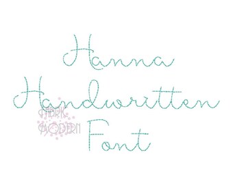 3/4" Hanna Handwriting Handstitch Script Machine Embroidery Font Hand Stitch Monogram BX PES