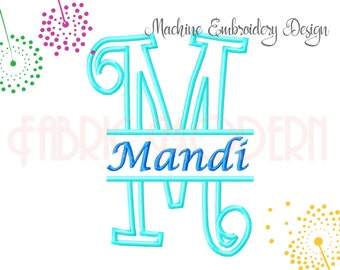 CURLZ SPLIT Embroidery monogram Applique' alphabet Embroidery Font Design for 5x7 hoop All letters includes bx #564