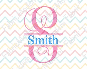VINE SPLIT letter MONOGRAM Embroidery Font 4 inch and 6 inch All letters