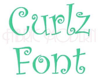 CURLZ FONT BX Embroidery Font Design three sizes upper and lower case and numbers for each #547L