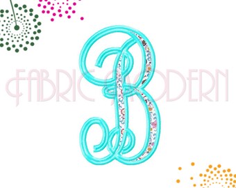 APPLIQUE' VINE MONOGRAM Embroidery Font Design 4 inches tall All letters easy applique' #525