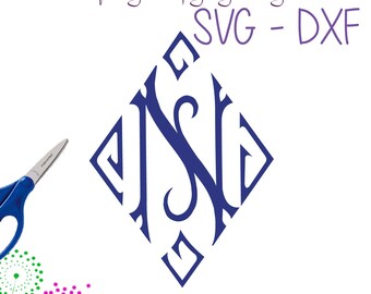 EXCLUSIVE Elegant Diamond Monogram SVG & DXF Font Cut Files